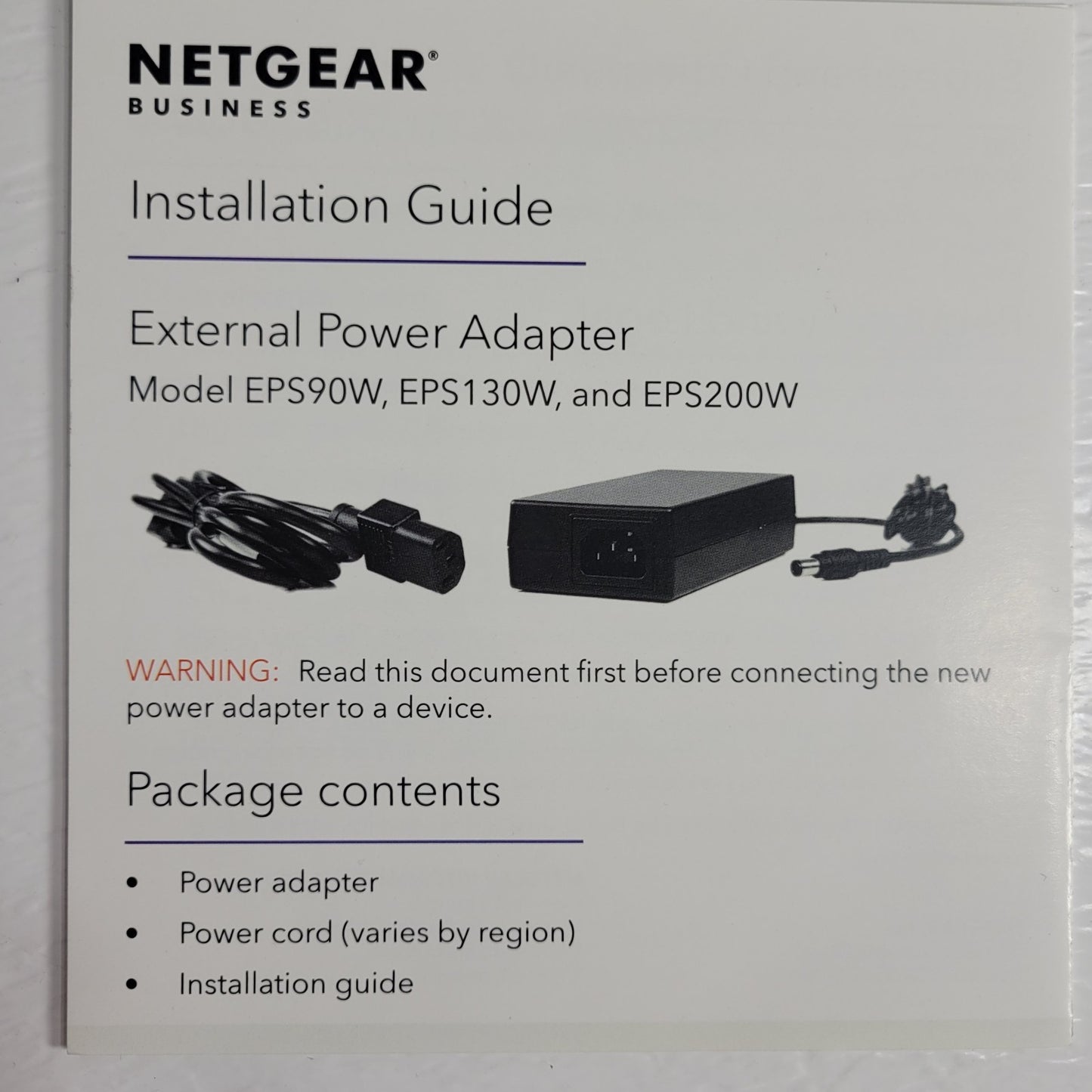 NETGEAR EPS130W-100NAS 130W 54V PoE Switch Power Adapter
