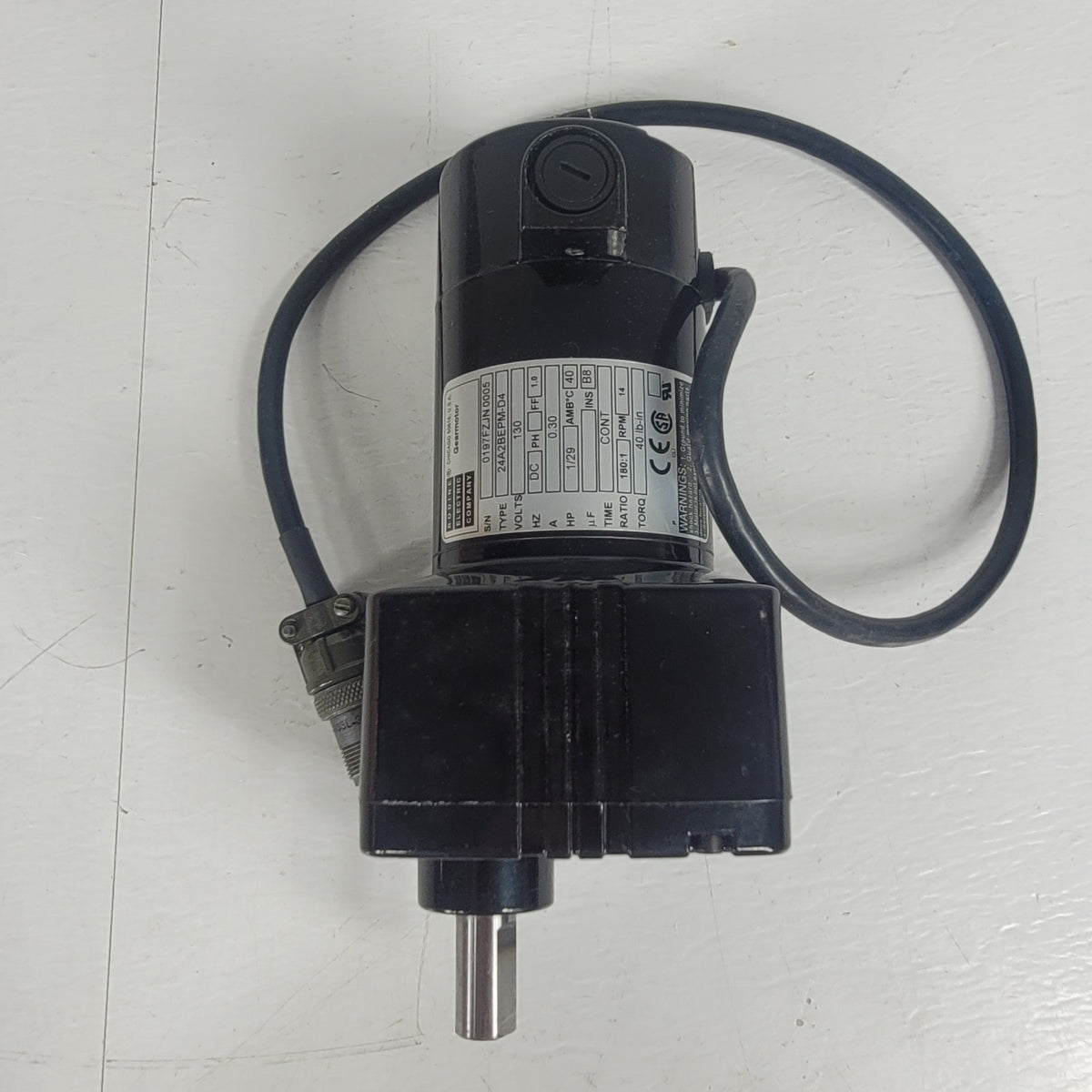 Bodine 24A2BEPM-D4 0197 DC Gearmotor 130V 14 RPM 180:1 40 lb-in 1/29HP New