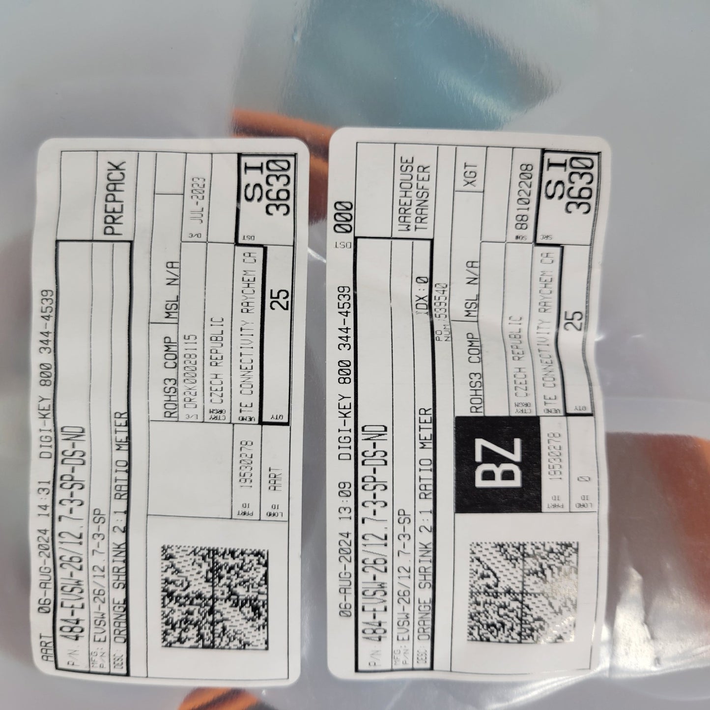 Partial Reel 7ft TE Raychem EVSW-26/12.7-3-SP Orange Heat Shrink Tubing 2:1