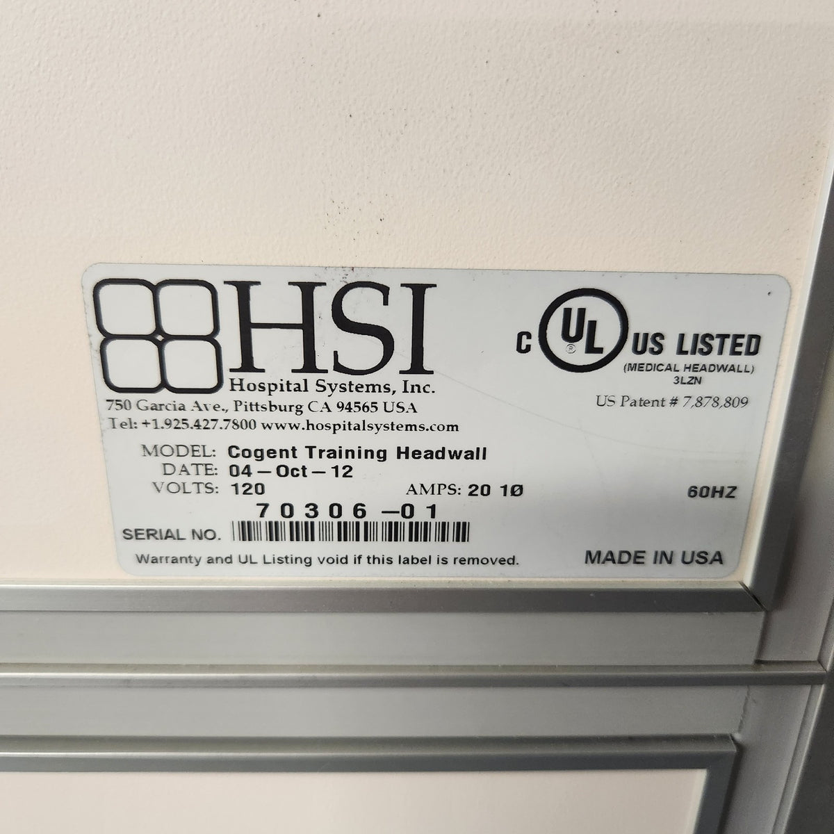 HSI Cogent Training Headwall Medical Simulation Station Air Vacuum Outlets