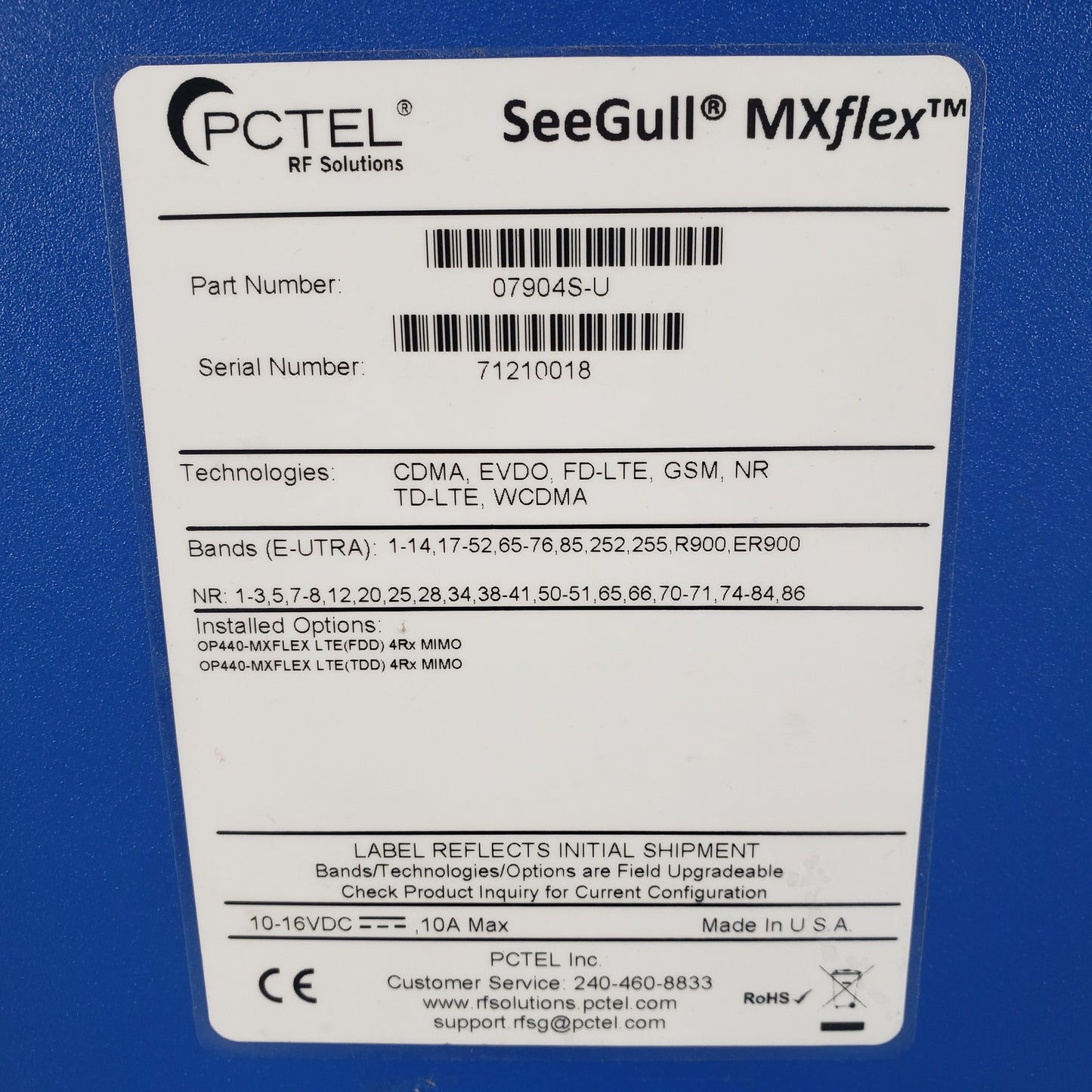 PCTEL 07904S-U SeeGull MXflex Scanning Receiver 30MHz-6GHz w/ PC READ