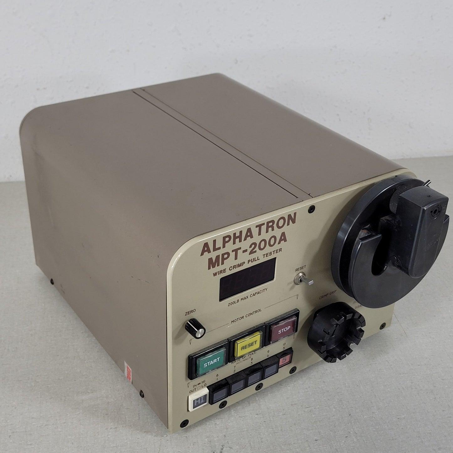 Tested Alphatron MPT-200A Wire Crimp Pull Tester 200 lb Motorized Cable Tester