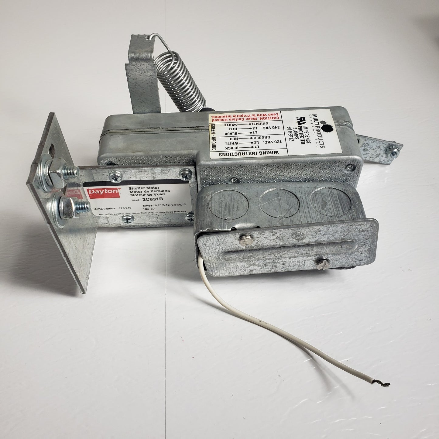 Dayton 2C831B Wall Ceiling Shutter Motor Kit 120/240V Exhaust Damper Louver