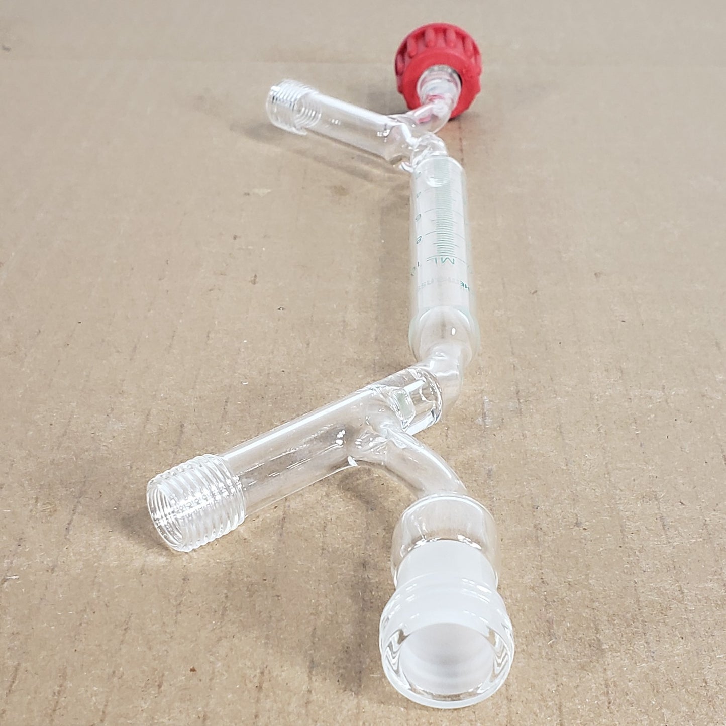 Chemglass Graduated Schlenk Buret 0-10mL 14/20 CN Joints Threaded Side Arms