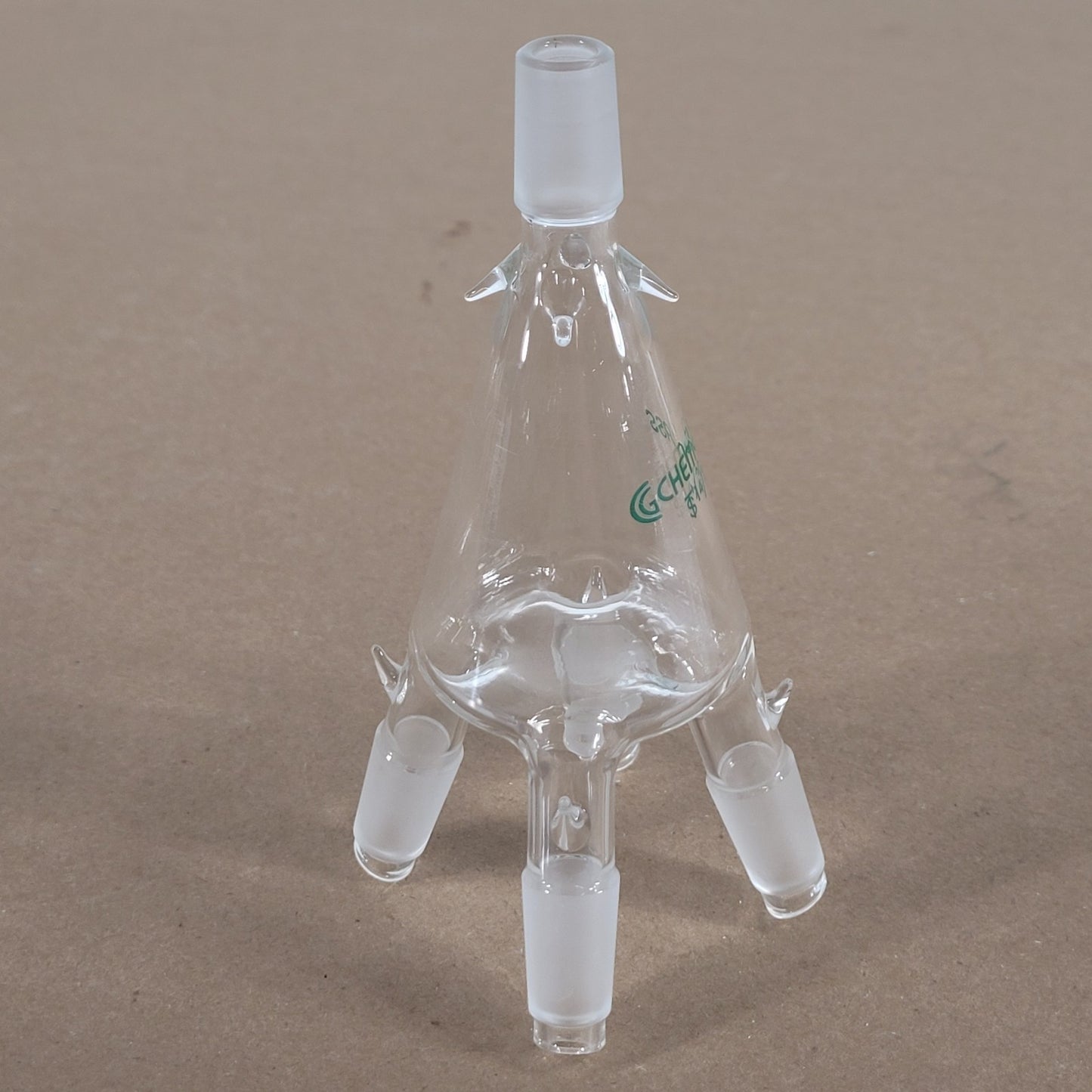 Chemglass CG-1279-11 4-Way Distillation Adapter 14/20 w/ Hooks Cow