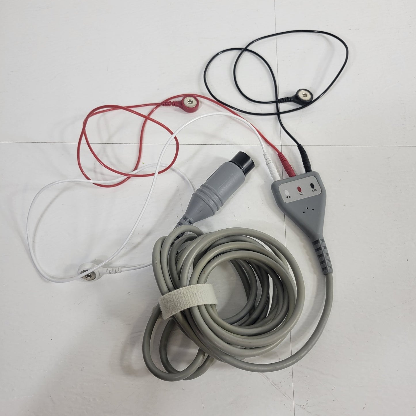 3-Lead ECG EKG Patient Monitor Cable RA LA LL Snap Leads 4-Pin Round Plug