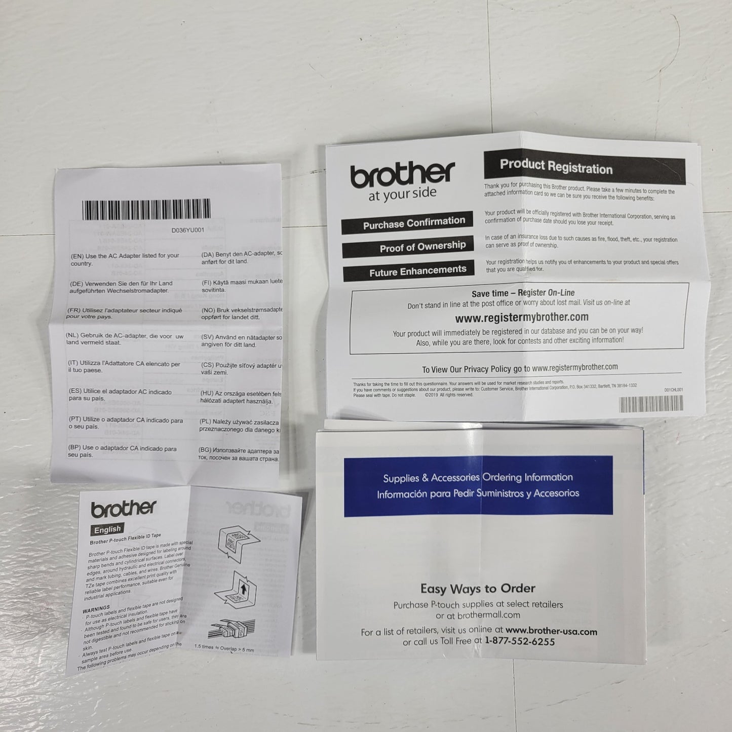 TESTED BROTHER PTE105 Handheld Industrial Labeling Tool w/12mm Tape & Manuals