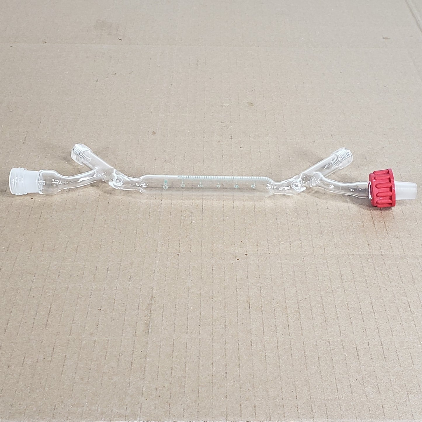 Chemglass Graduated Schlenk Buret 0-10mL 14/20 CN Joints Threaded Side Arms