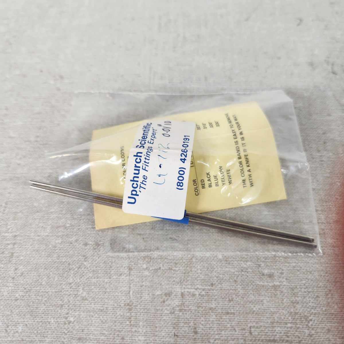 2x Upchurch Scientific U-112 1/16in OD .010in ID 10cm 316SS HPLC Tubing