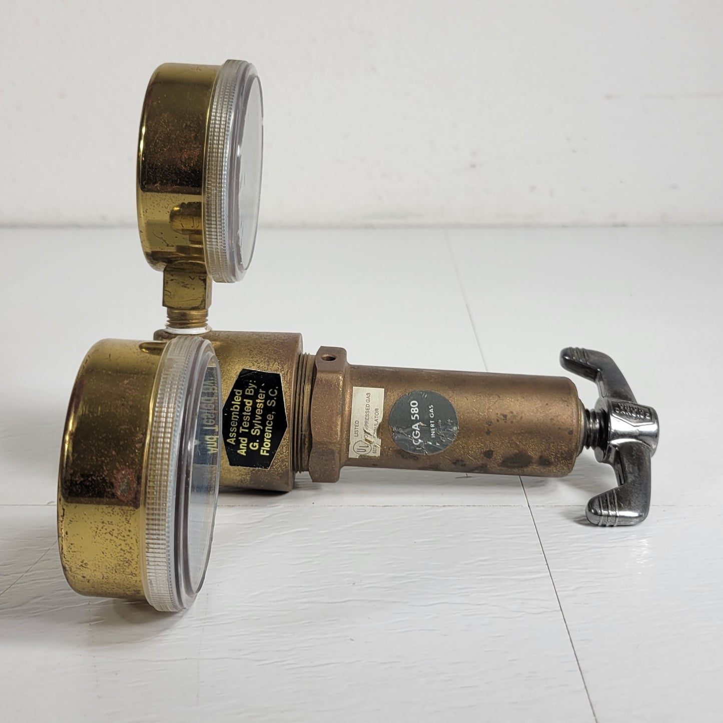 Union Carbide Purox R-9861 CGA-580 Inert Gas Regulator Dual Gauge Brass