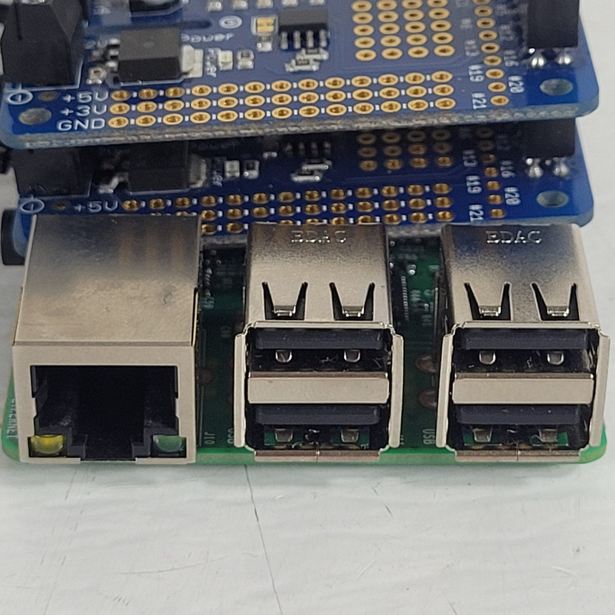 Raspberry Pi 3 Model B+ 1GB w/ 2 Adafruit DC Stepper Motor HATs 2348