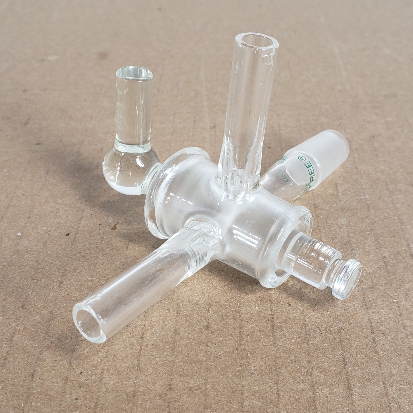 Chemglass AF-0509-10 3-Way Airfree Flushing Adapter 14/20 Joint 10mm Inlet Tube