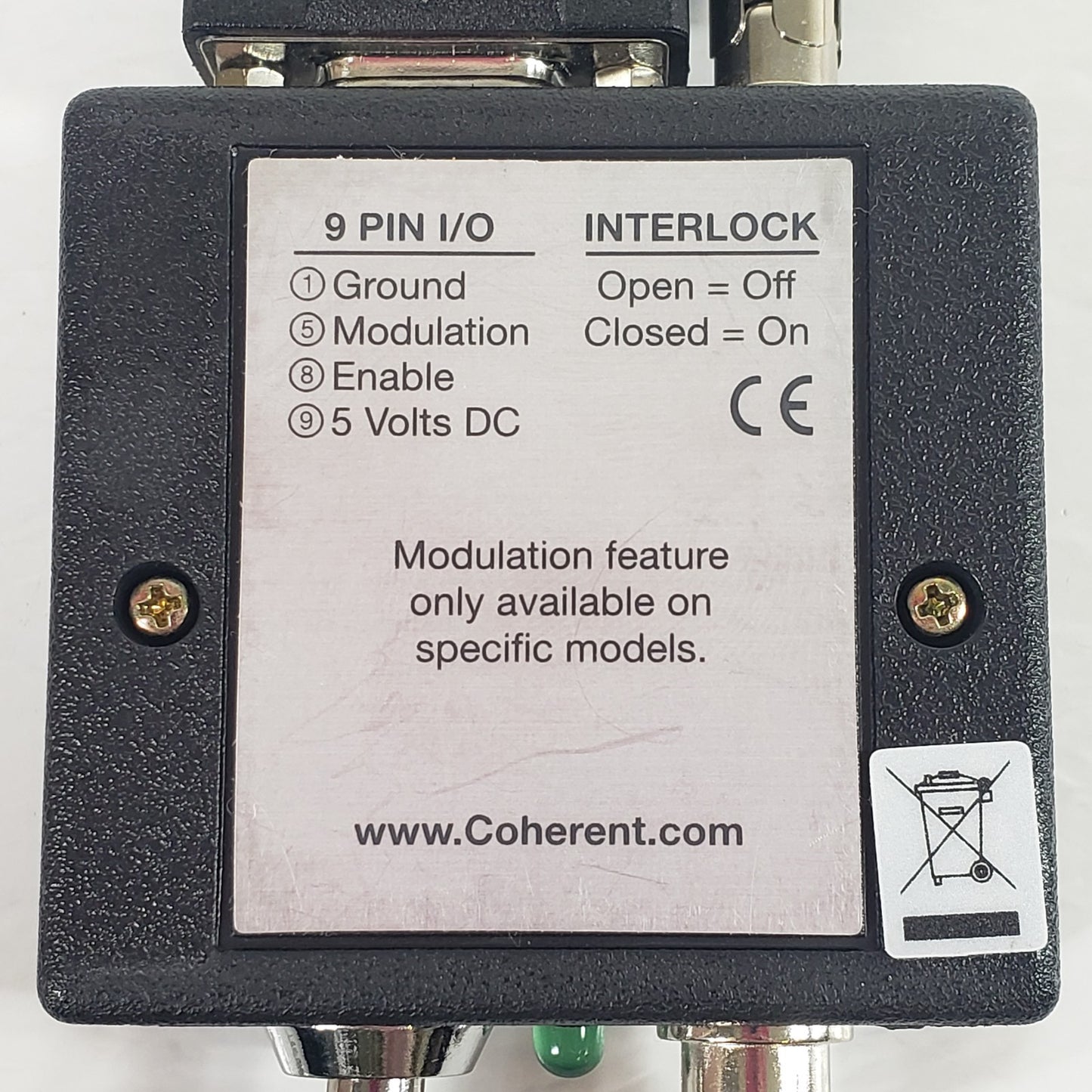 Coherent 1039966 CUBE CDRH Laser Control Box w/ 2 Keys & DB9-to-5-Pin Cable