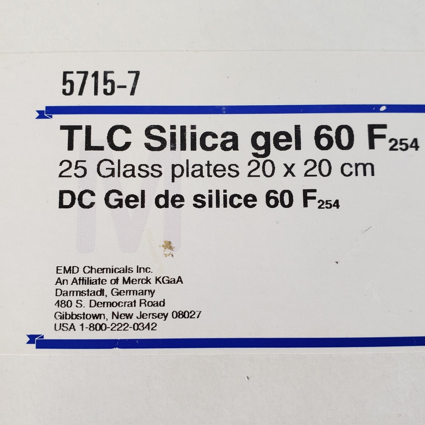 Lot of 10 EMD Chemicals Inc 5715-7 TLC Silica Gel 60F Glass Plates 20x20cm 10/25