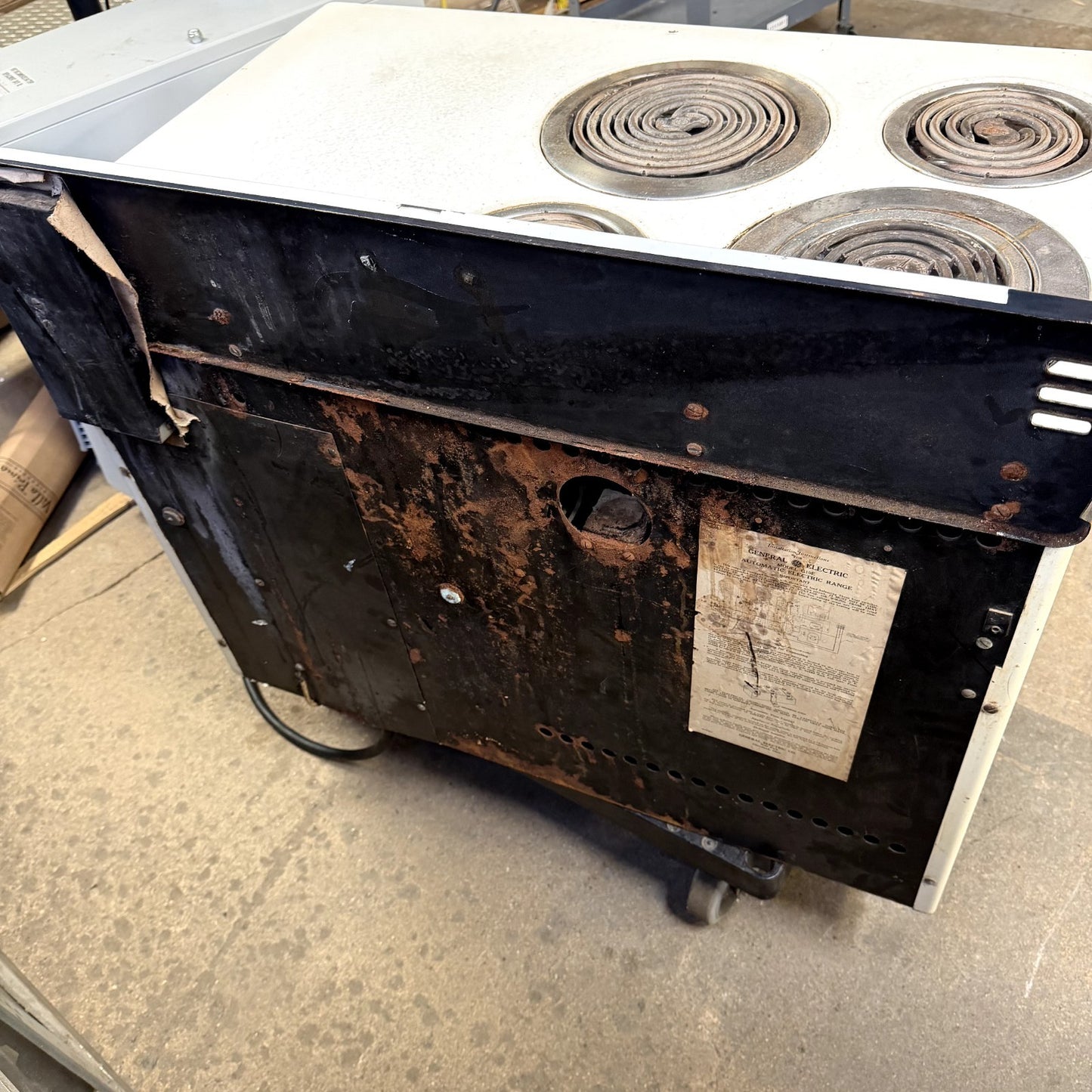 TESTED Vintage GE G19E 36" 4-Burner Electric Range Stove Oven w/ Pans + Elements