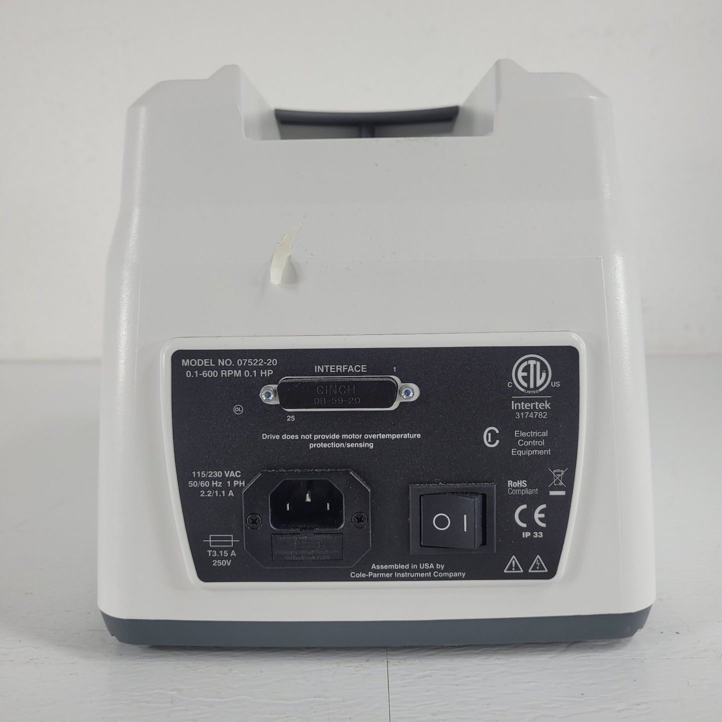 TESTED Masterflex 07522-20 Peristalic Pump w/ 77200-62 Easy-Load II Pump Head