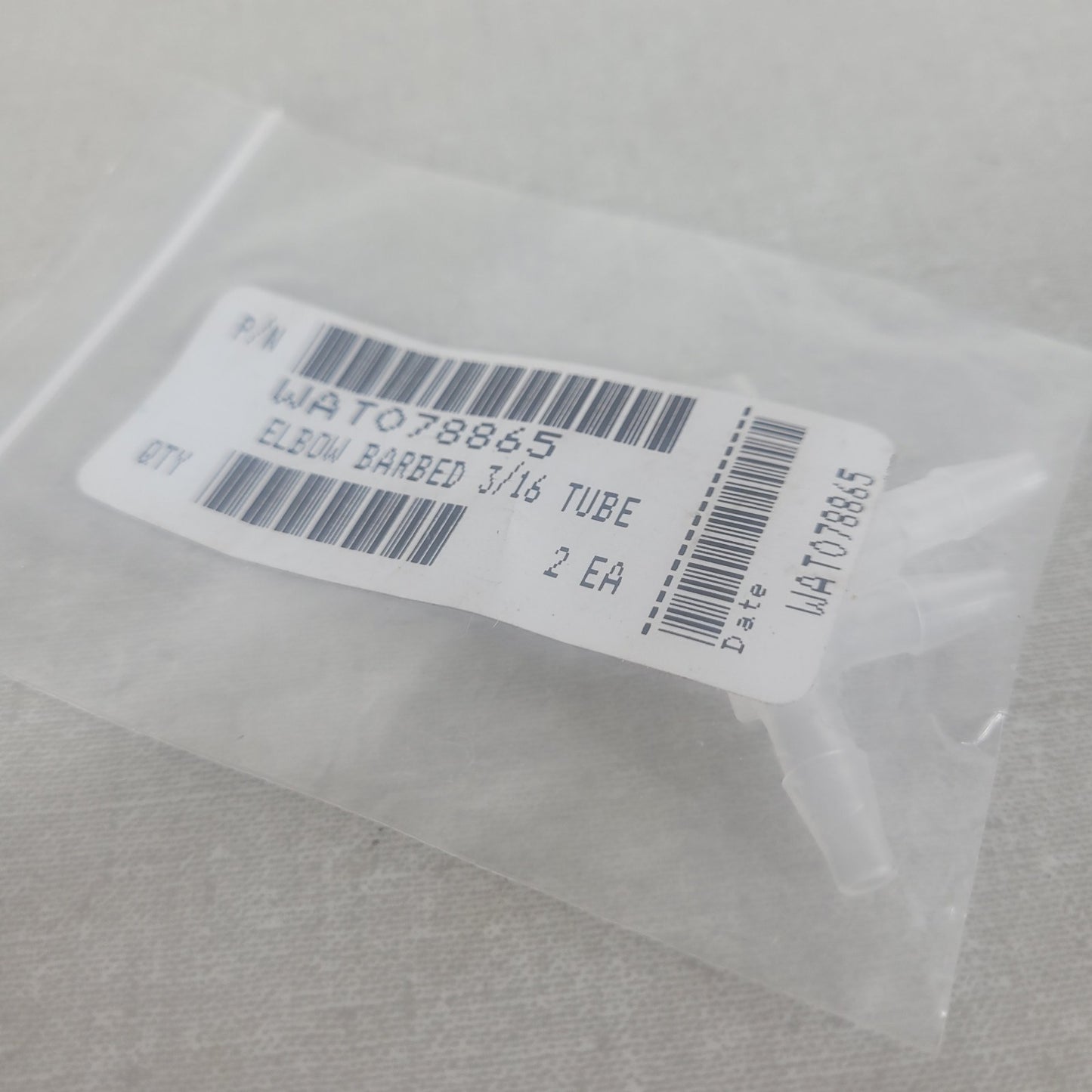 Waters WAT078865 3/16in Plastic Barbed Tube Elbow Fittings HPLC Lot of 2
