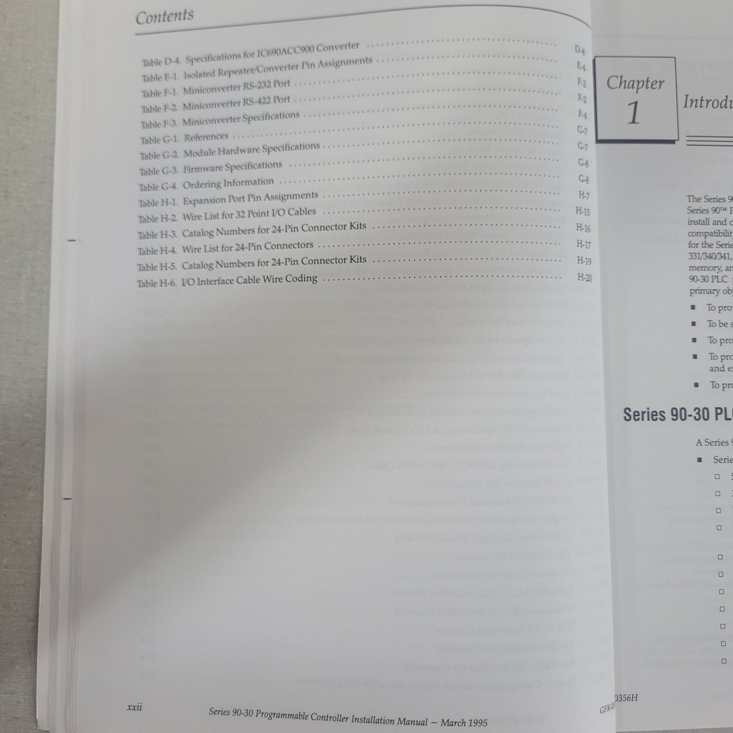 GE Fanuc GFK-0356H Series 90-30 Programmable Controller PLC Installation Manual