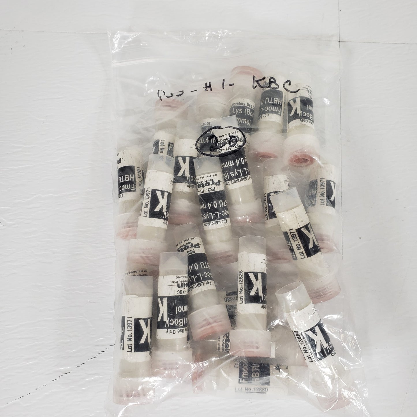 PROTEIN TECH. Assorted Alphabetized Polypropylene Vials For PS3 Peptide System