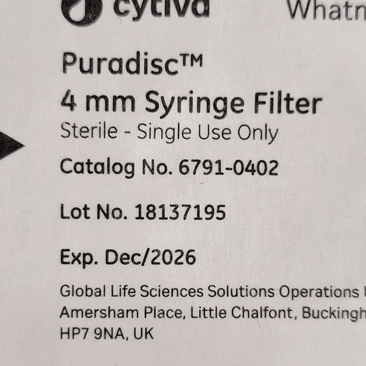 10x Whatman Puradisc 4 6791-0402 Single Use PVDF Filters 4mm 0.2um
