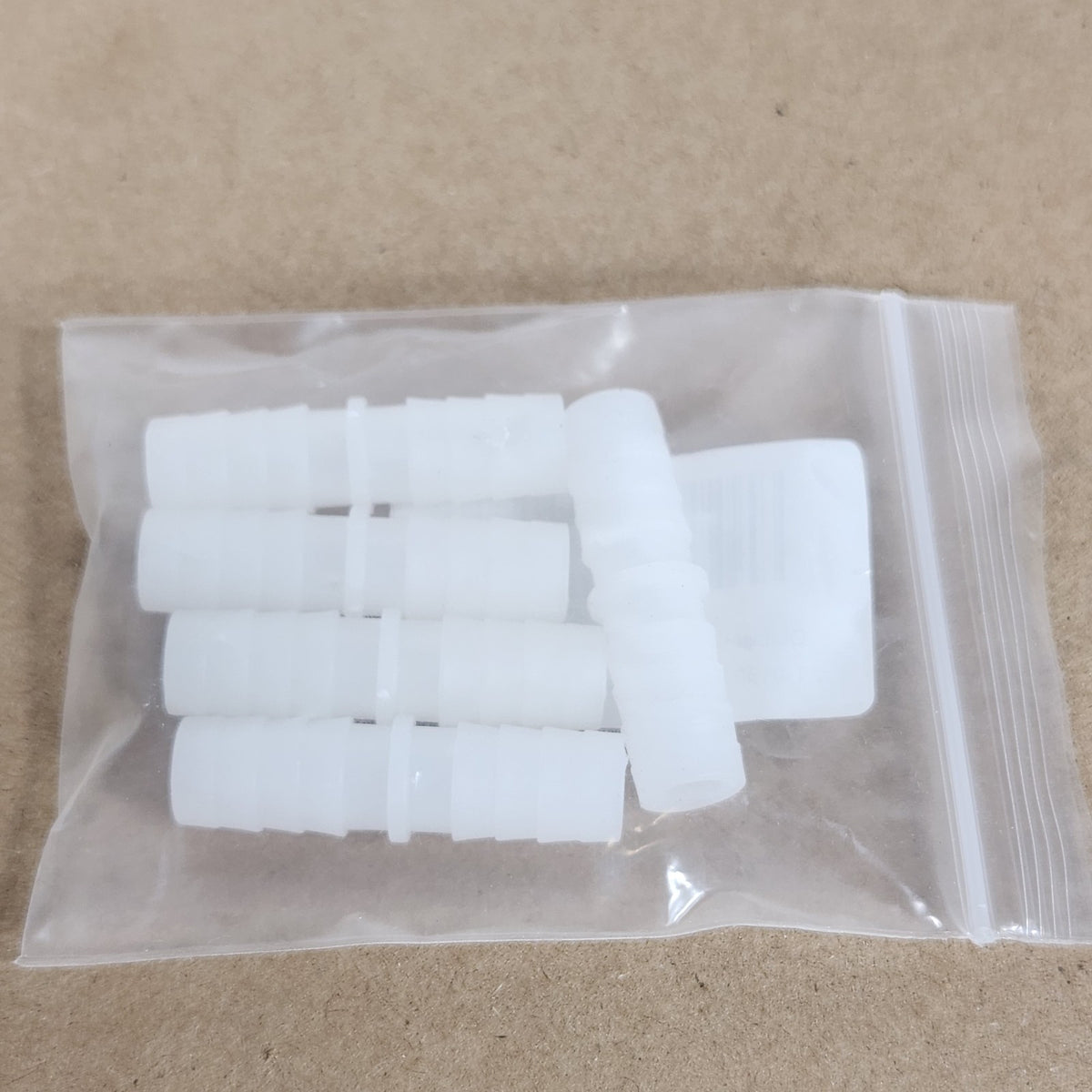 Quickun 1-0130 3/8" x 3/8" Plastic Hose Barb Union Splicer Fittings Lot of 5
