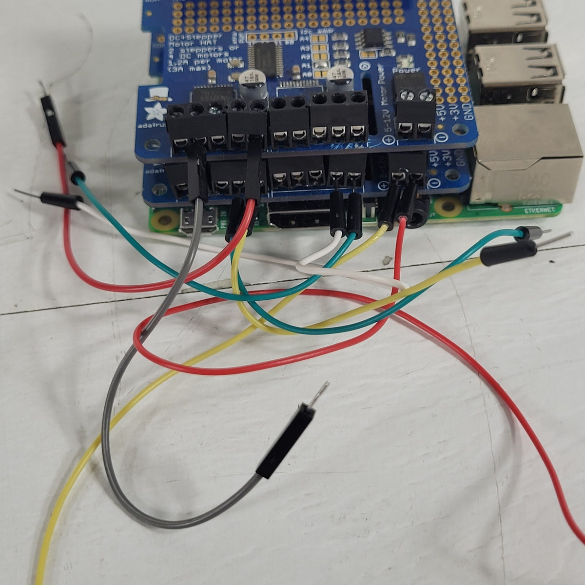 Raspberry Pi 3 Model B+ 1GB w/ 2 Adafruit DC Stepper Motor HATs 2348