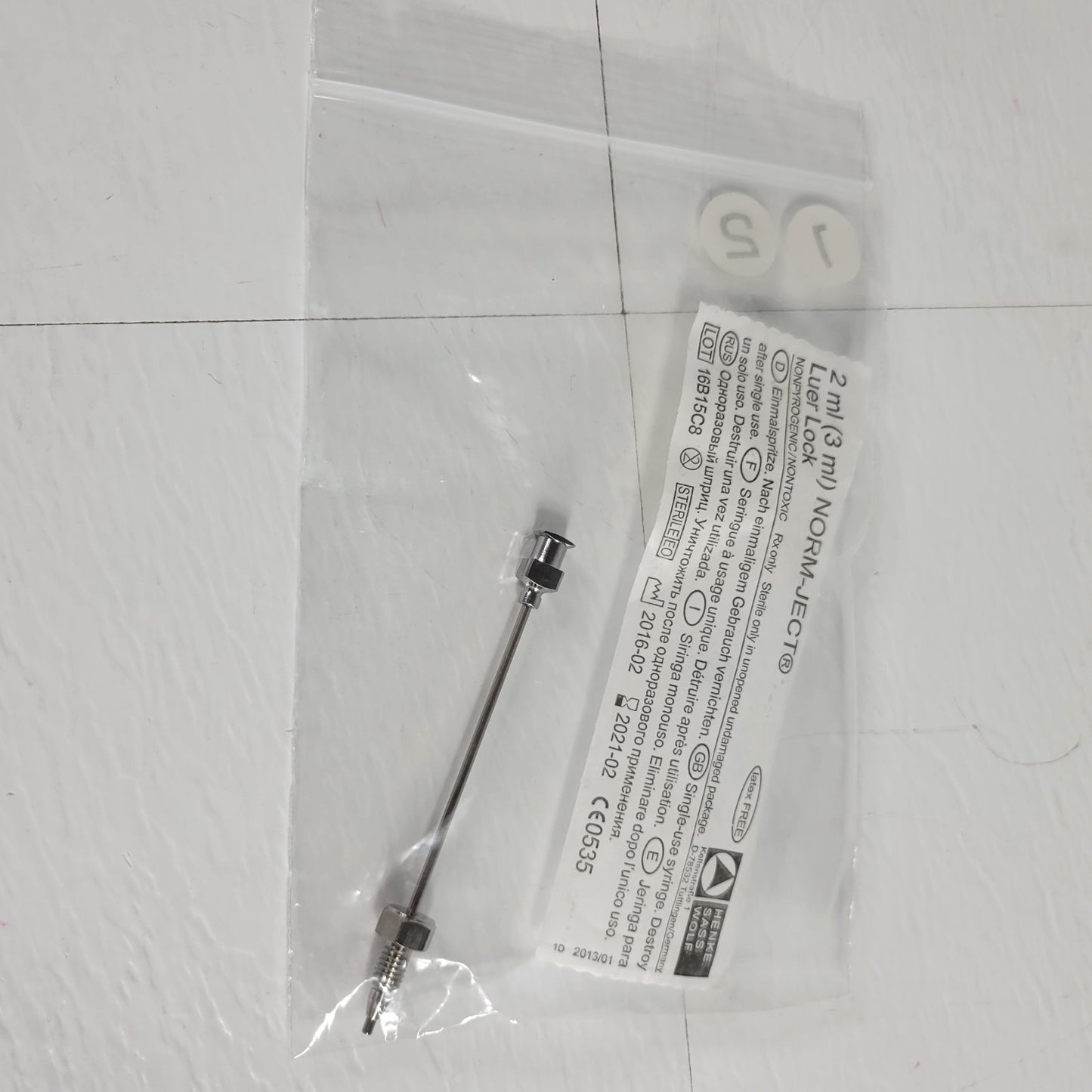 Waters WAT025559 HPLC Pump Priming Luer Lock Srng & Ndl w/ Nut & Ferrule
