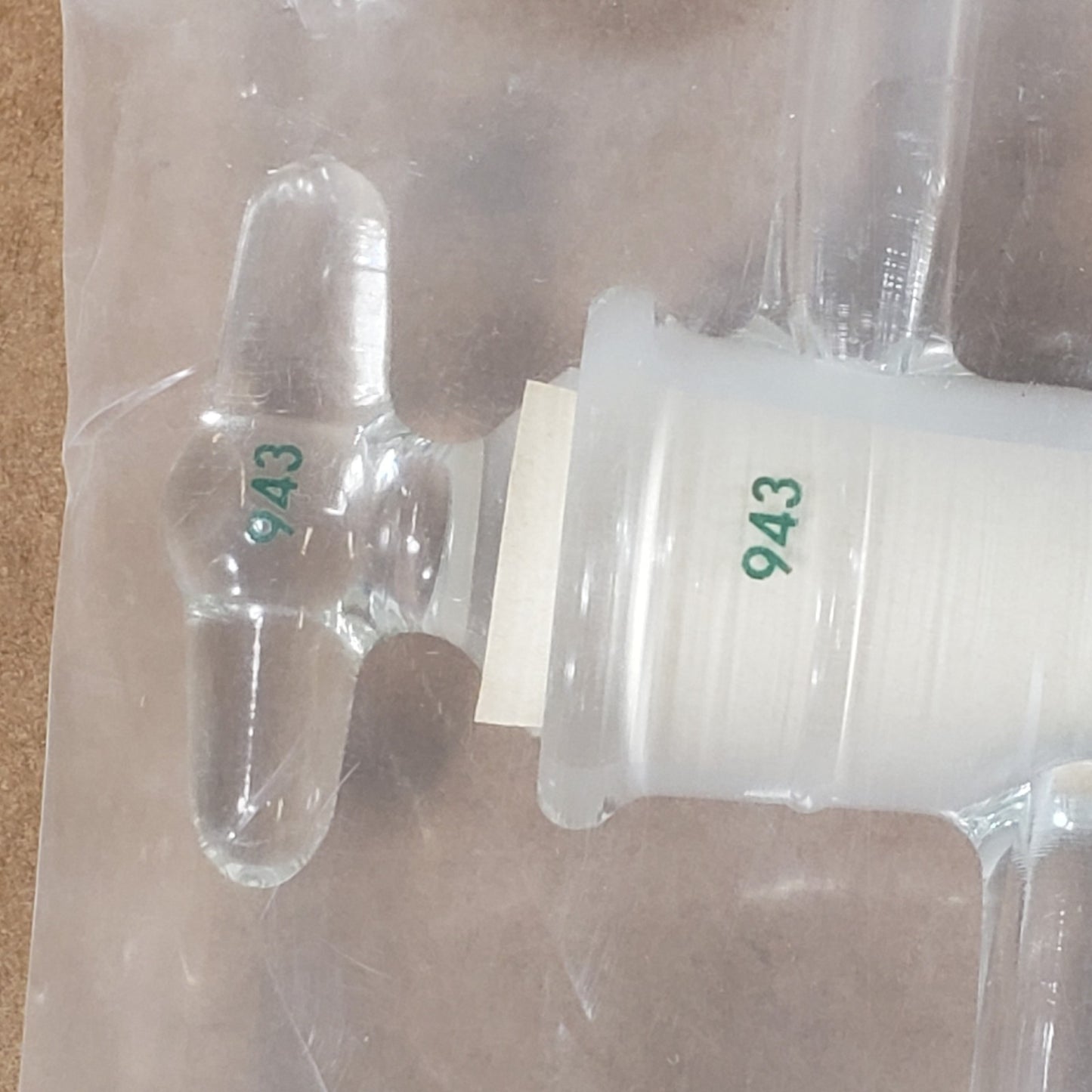 Chemglass CG-414-02 180° 3-Way Glass Stopcock 4mm Double Oblique Bore 10mm Arms