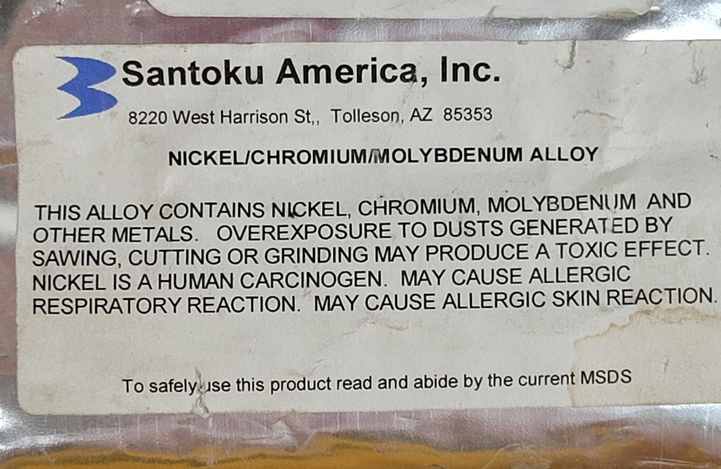 Santoku NiMoCrGd Arc-Cast Nickel Chromium Molybdenum Gd Alloy Chunks Piece 0.5lb