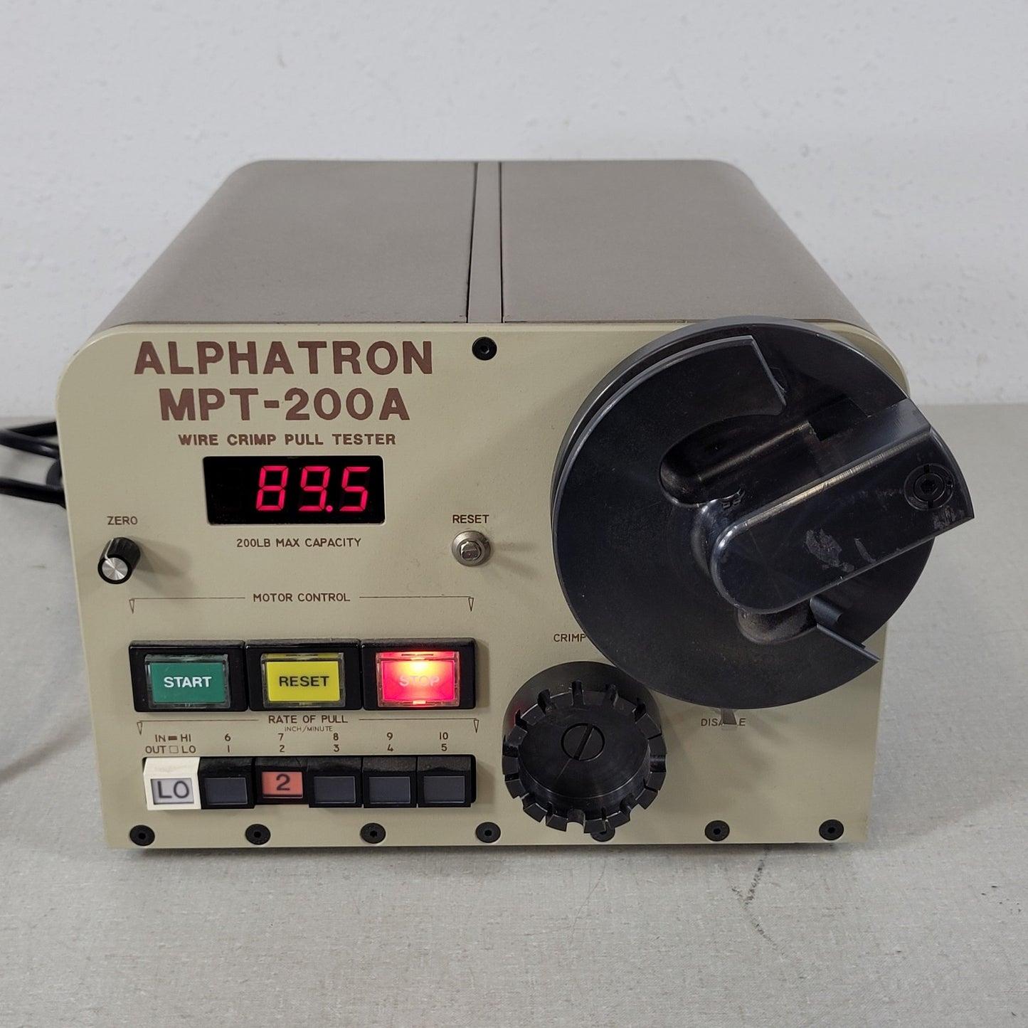 Tested Alphatron MPT-200A Wire Crimp Pull Tester 200 lb Motorized Cable Tester