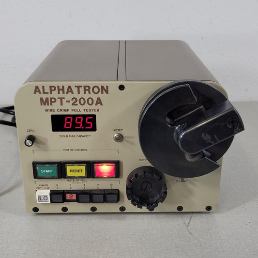 Tested Alphatron MPT-200A Wire Crimp Pull Tester 200 lb Motorized Cable Tester