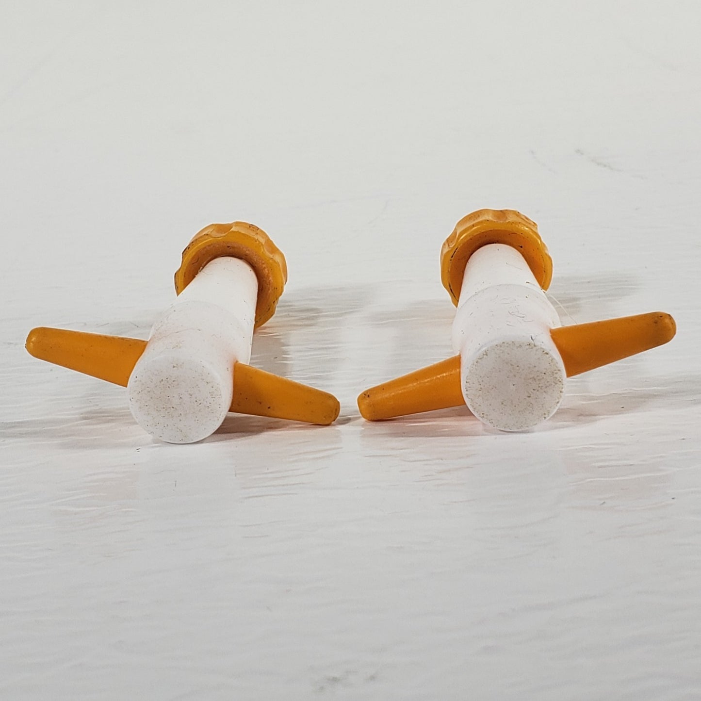Lot of 2 PTFE 13/25 Tapered Stopcock Plugs, 2mm Bore, Lab Glassware Orange