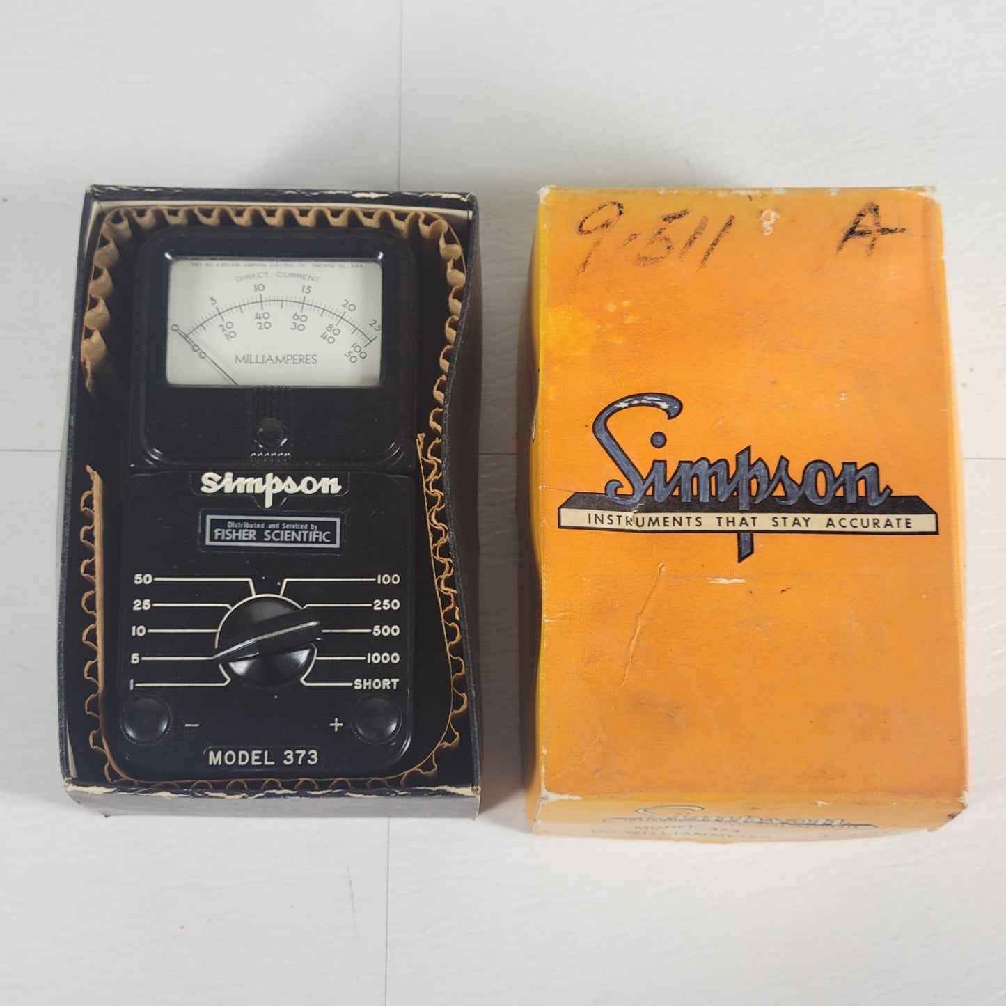 VINTAGE SIMPSON MODEL 373 DC Milliammeter, 1-1000mA, Original Instrument Case