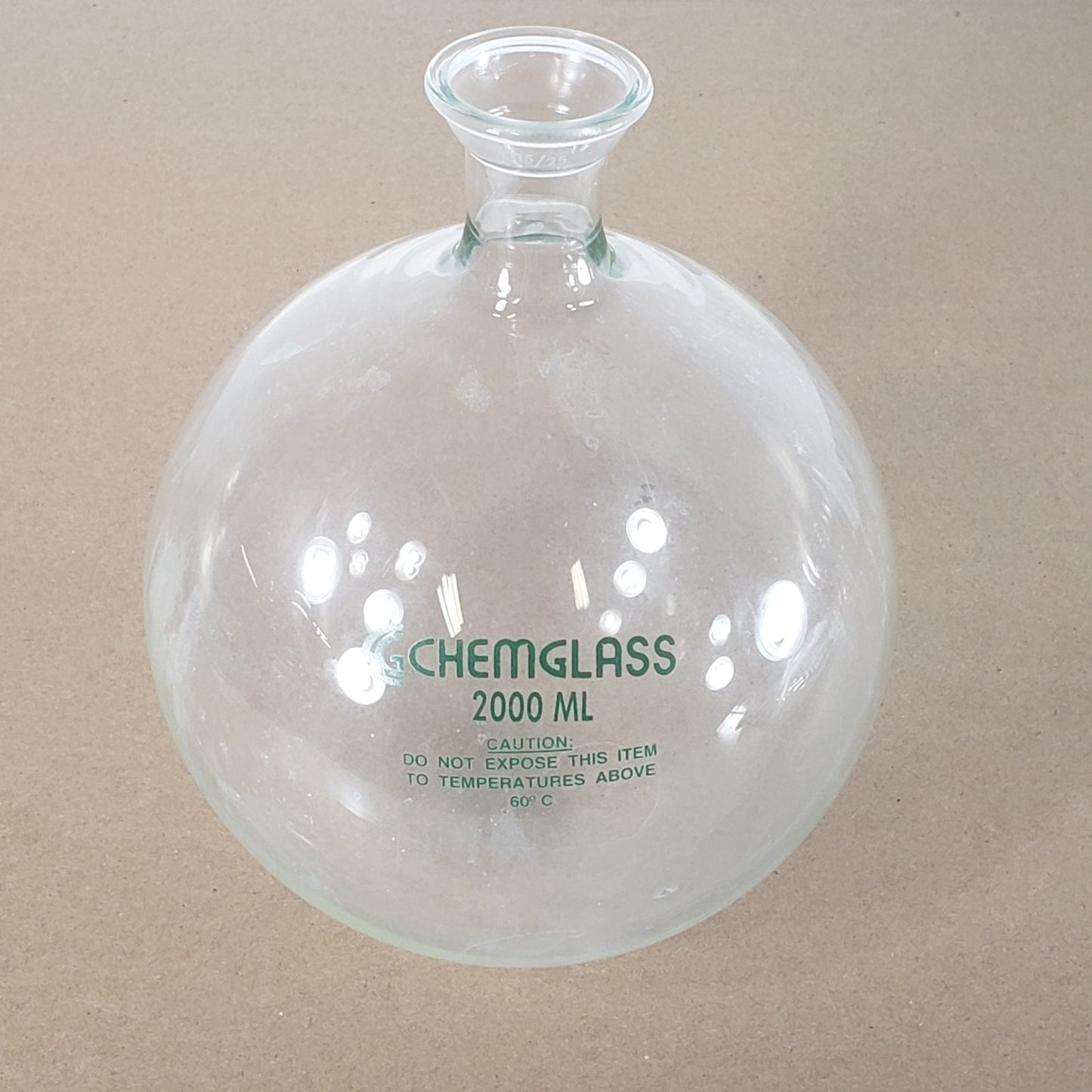 Chemglass CG-1508-12 2000mL Heavy Walled Round Bottom Flask Socket Joint 35/25