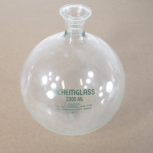 Chemglass CG-1508-12 2000mL Heavy Walled Round Bottom Flask Socket Joint 35/25