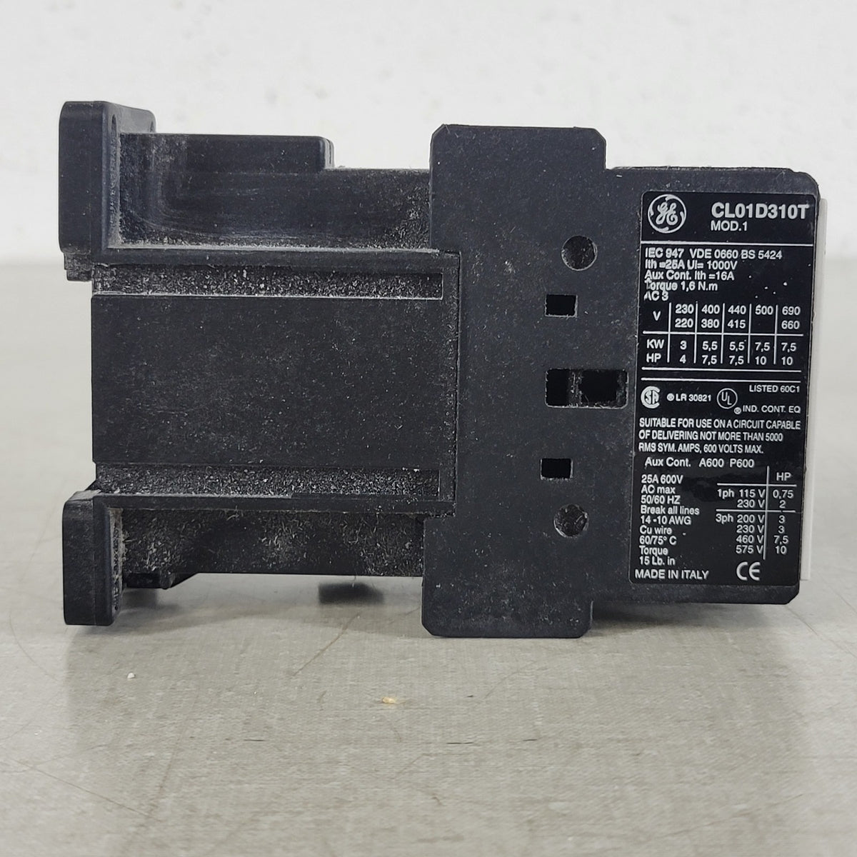 GE General Electric CL01D310T MOD 1 3-Pole 25A DC Coil Motor Contactor