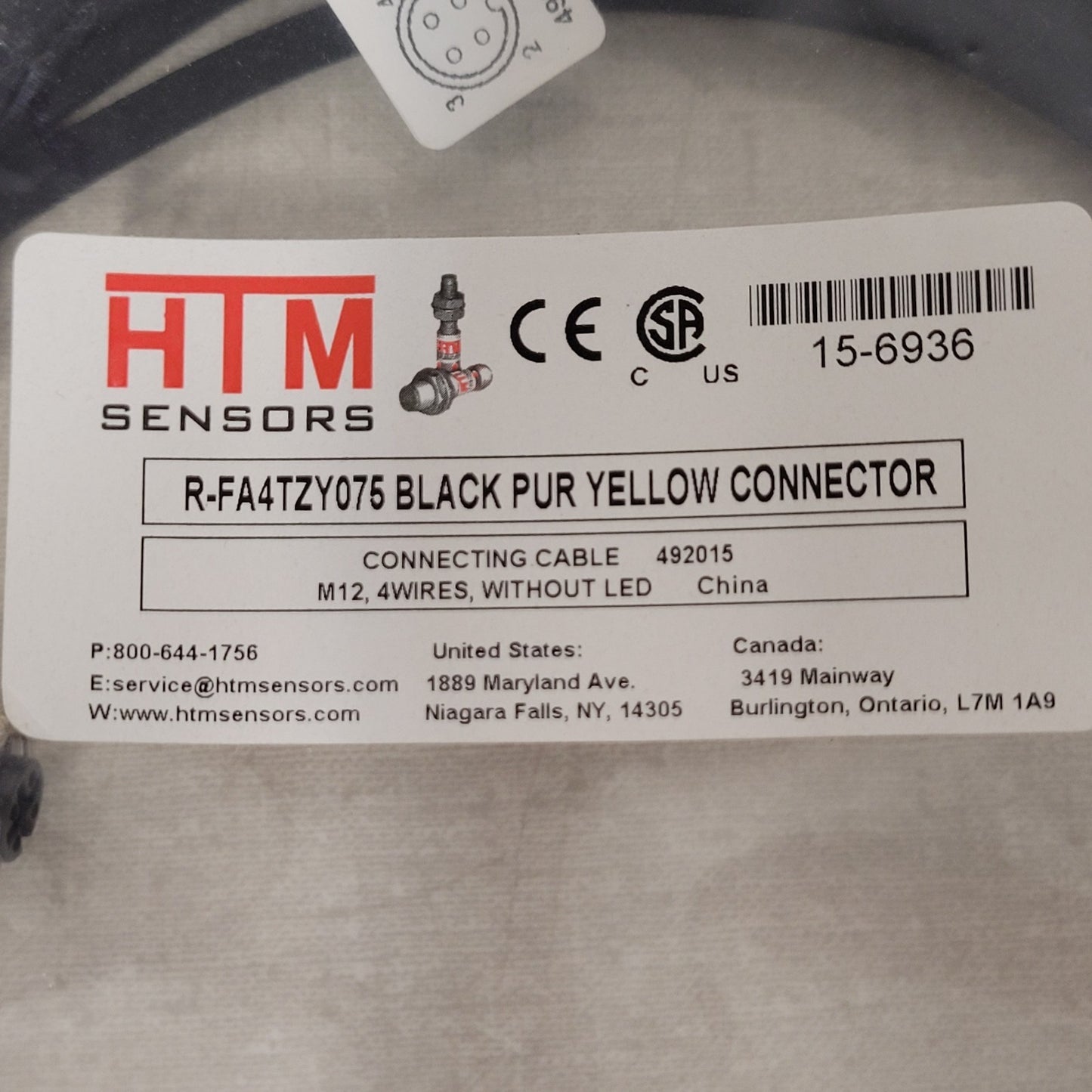 HTM R-FA4TZY075 4-Wire Right Angle Sensor Cable Connector Cordset Industrial