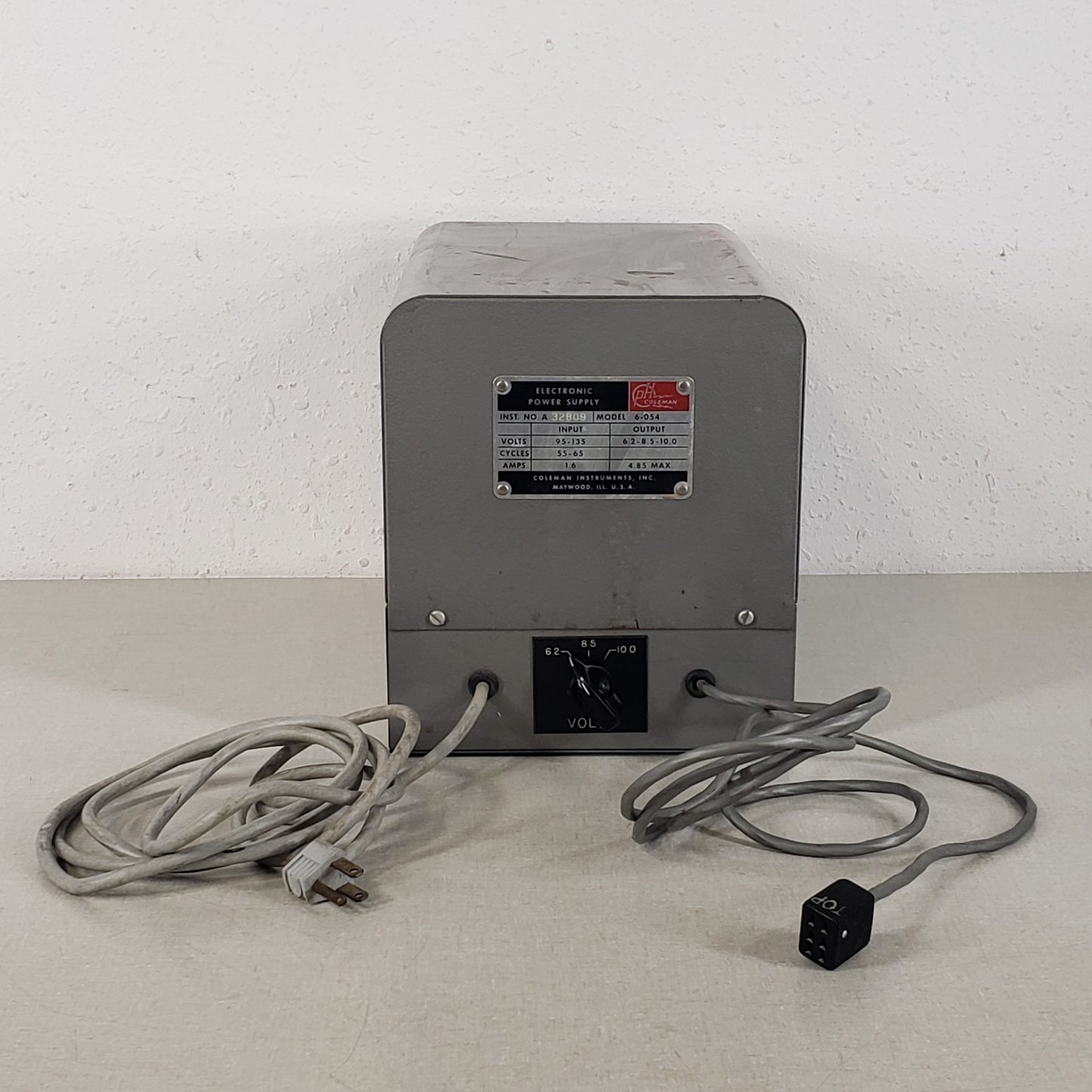 P.H. Coleman 6-054 Electronic Power Supply 6.2V 8.5V 10V Vintage Lab