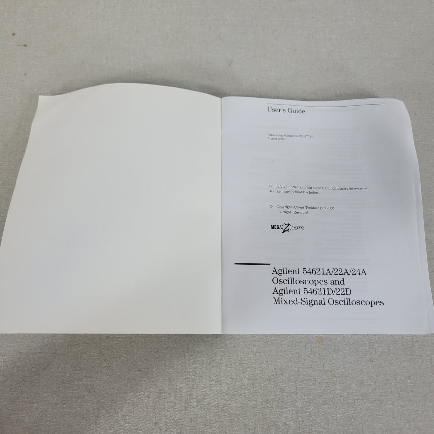 Agilent HP 54622-97014 54621A 54622A 54624A 54621D 54622D Oscilloscope Manual