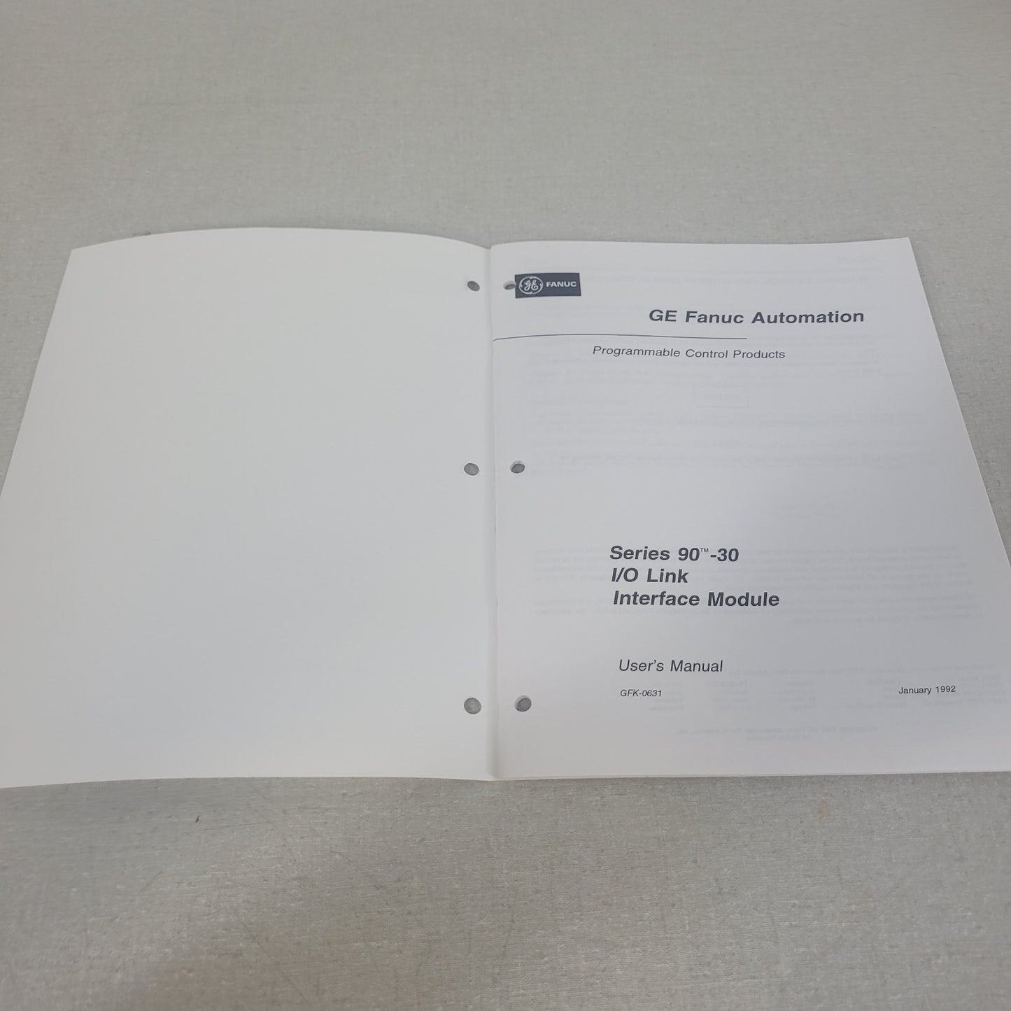 GE Fanuc GFK-0631 Series 90-30 I/O LINK Interface Module PLC User Manual