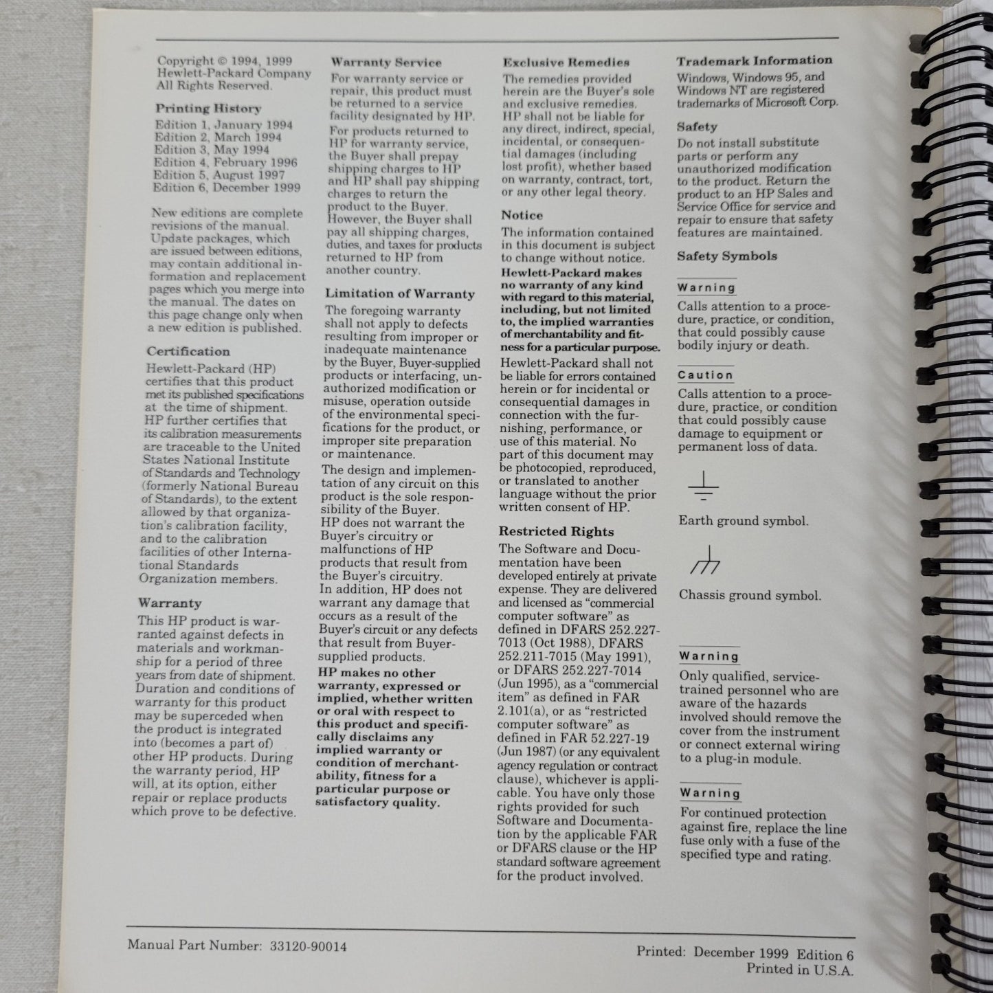 Agilent 33120A 15MHz Function Arbitrary Waveform Generator Service Guide Manual