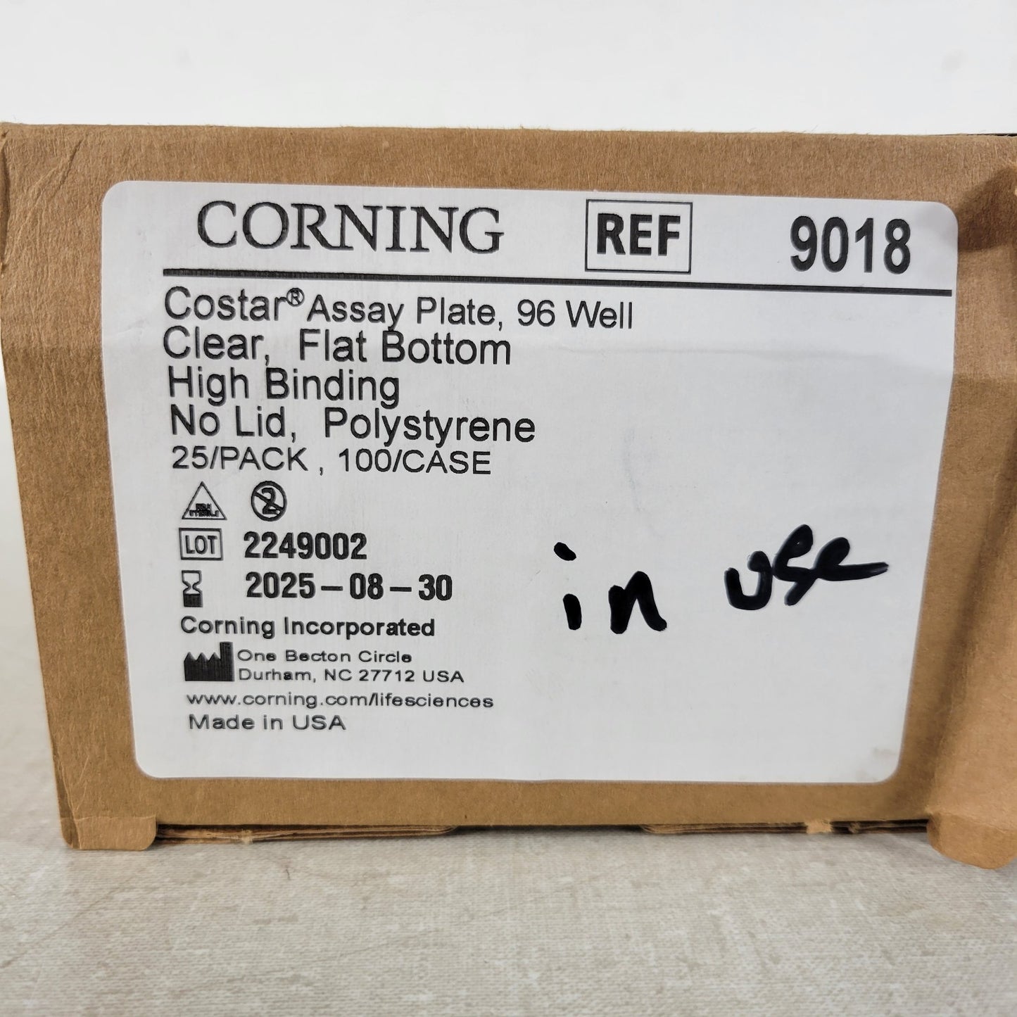 18 Count CORNING 9018 Costar Assay Polystyrene Plate, 96 Well Clear Flat Bottom