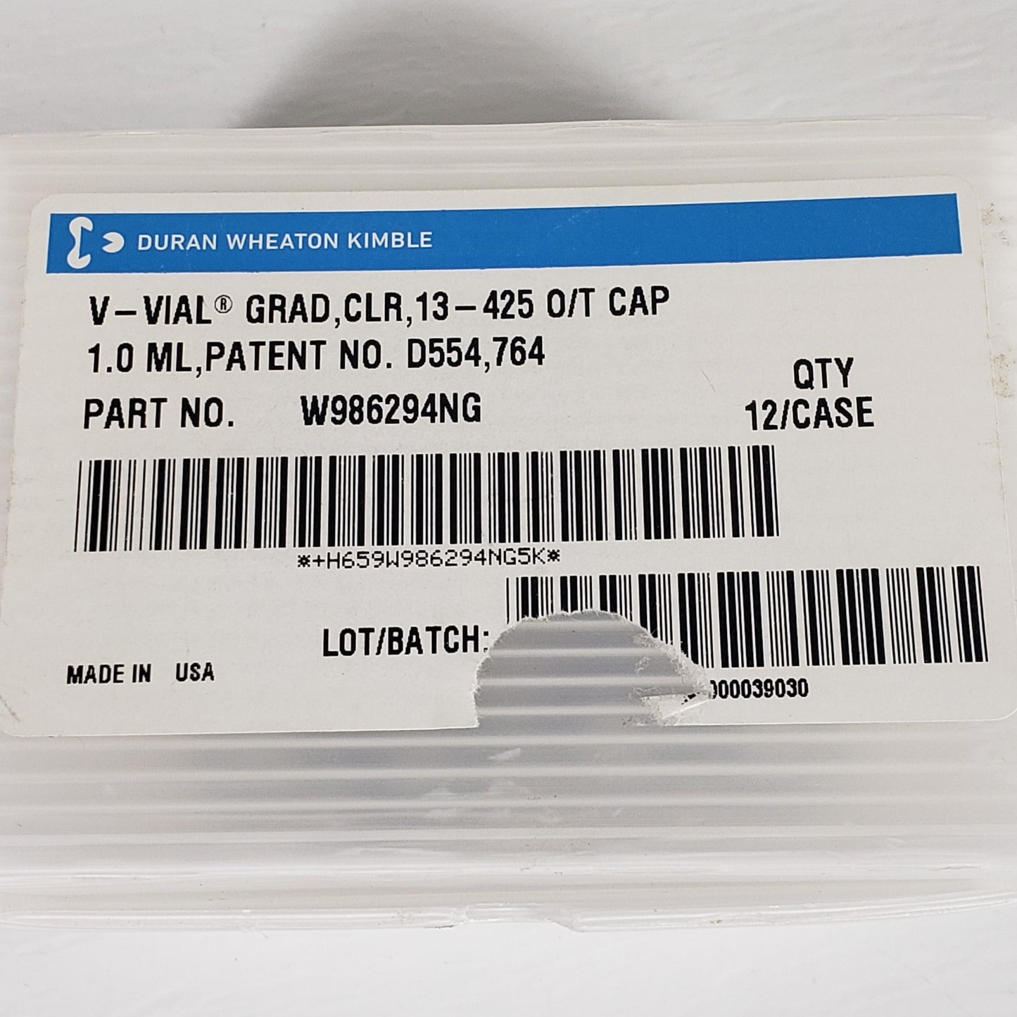 WHEATON W986294NG 1mL Graduated Clear V-Vials Screw Cap 13-425 Lot of 10