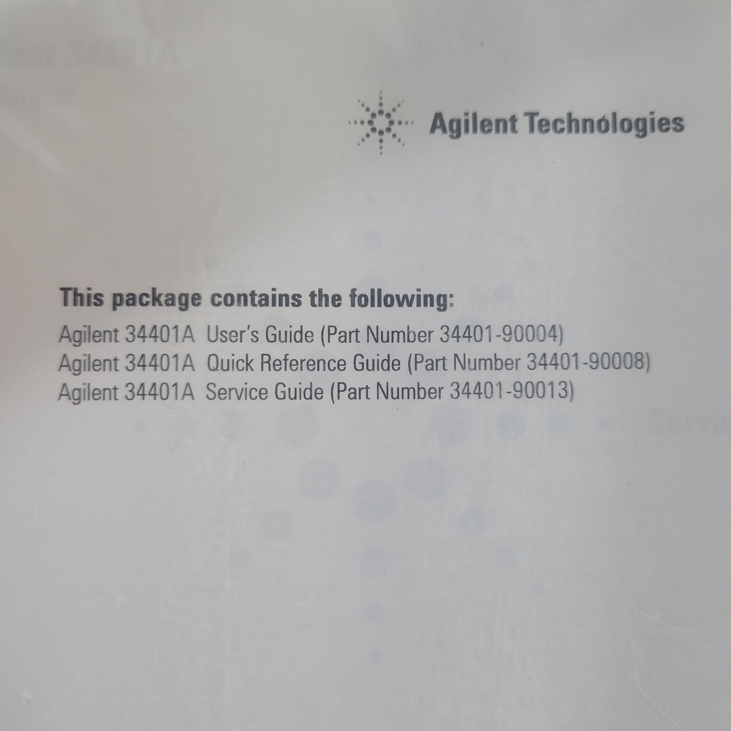 HP Agilent 34401-90100 34401A Multimeter User Service Guide Manual Set Edition 5