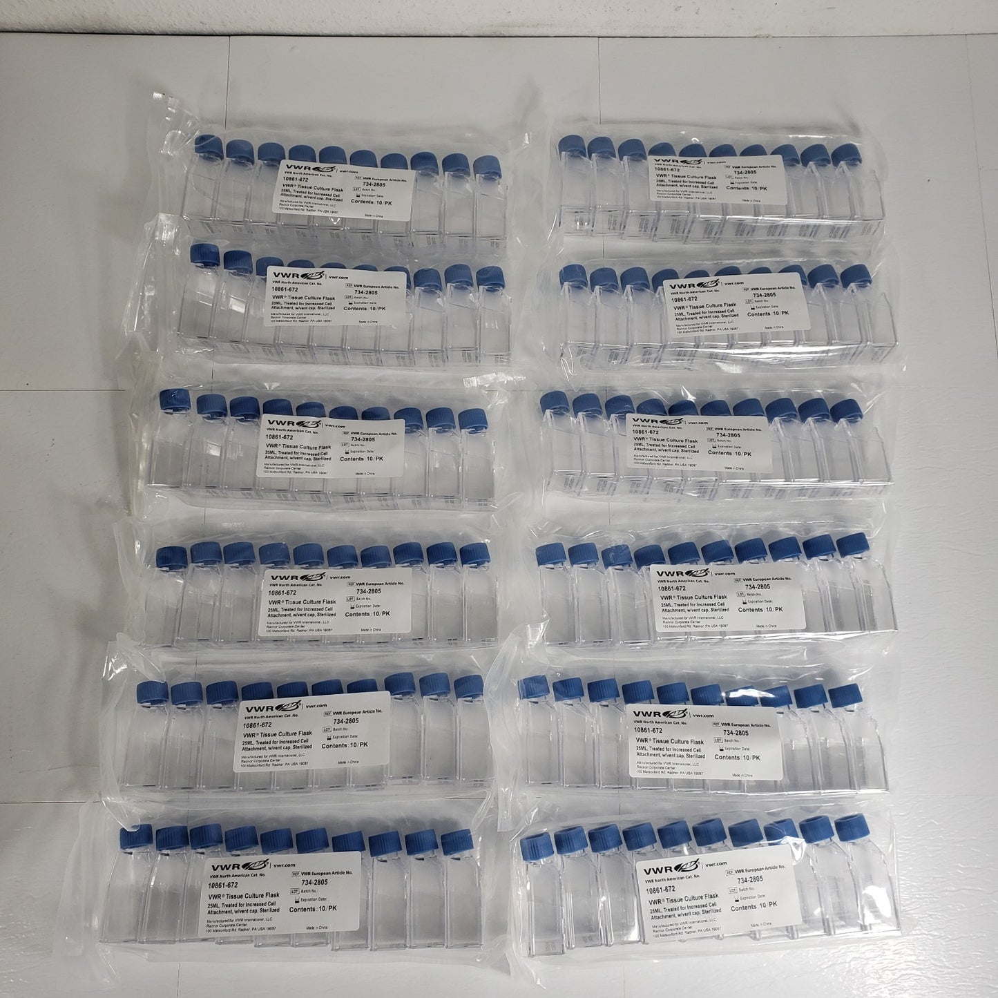VWR 10861-672 25mL Cell Culture Flasks Treated Vent Cap Sterile 120x
