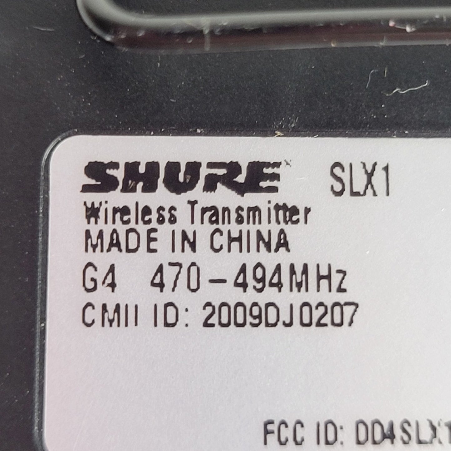 SHURE SLX1 G4 470-494MHz Wireless Bodypack Microphone Transmitter
