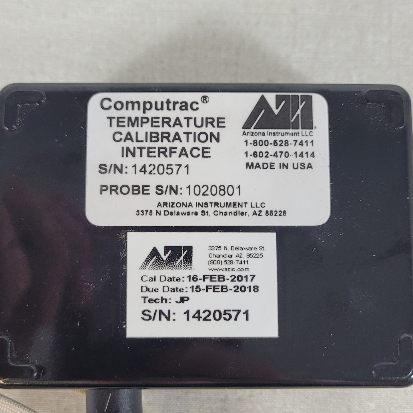 Arizona Instrument Computrac Temperature Calibration Interface Probe Assembly