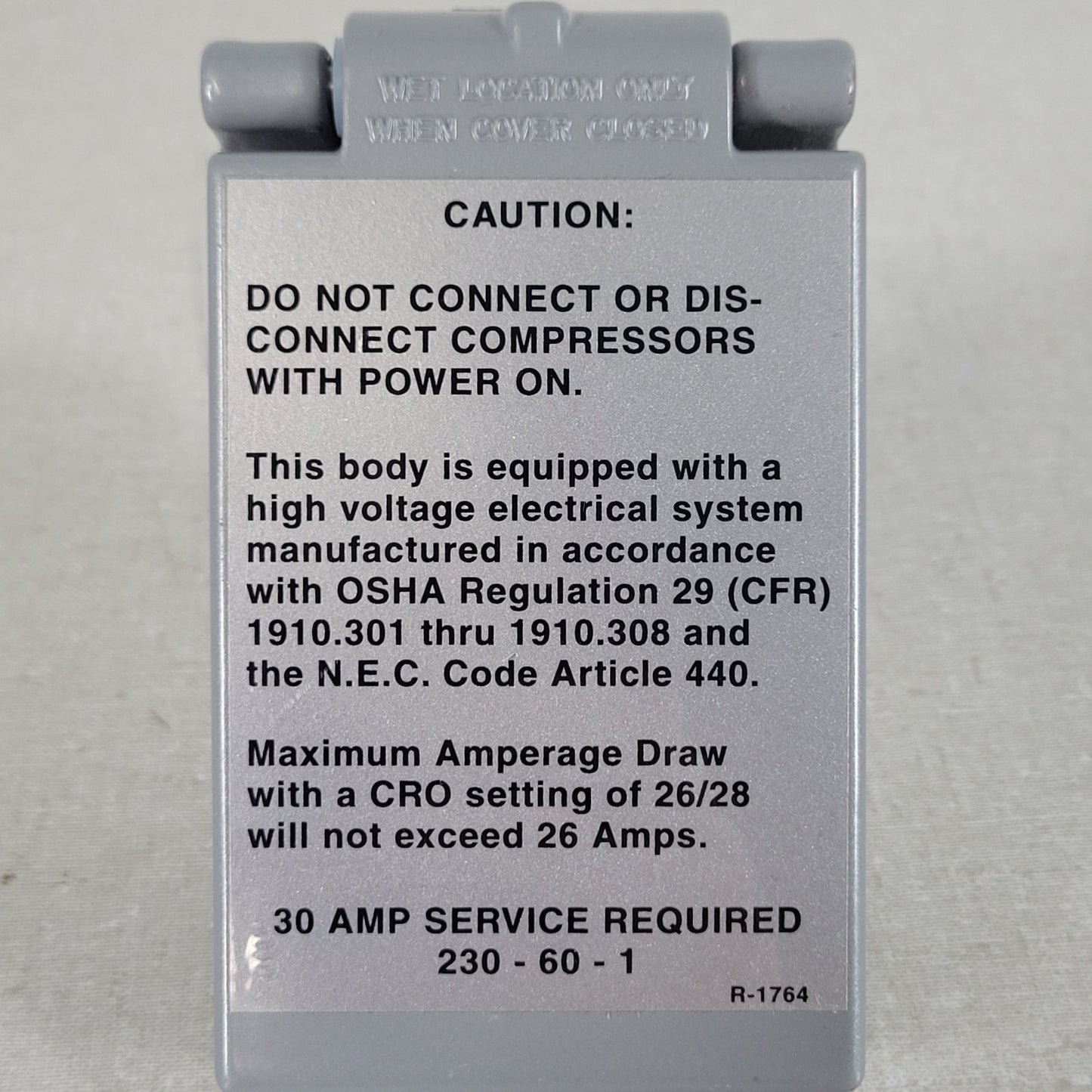 17388AAA 30A 230V Industrial Compressor Electrical Outlet Box FD FS Mount Gray
