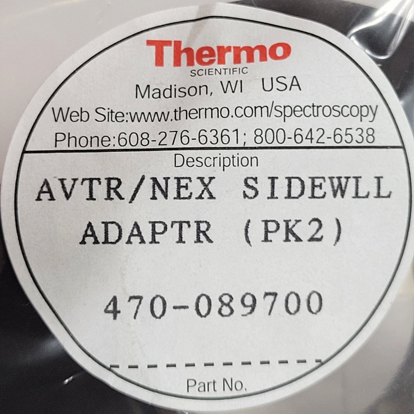 Thermo Nicolet 470-089700 Avatar Nexus FTIR Purge Sidewall Adapters 2pc