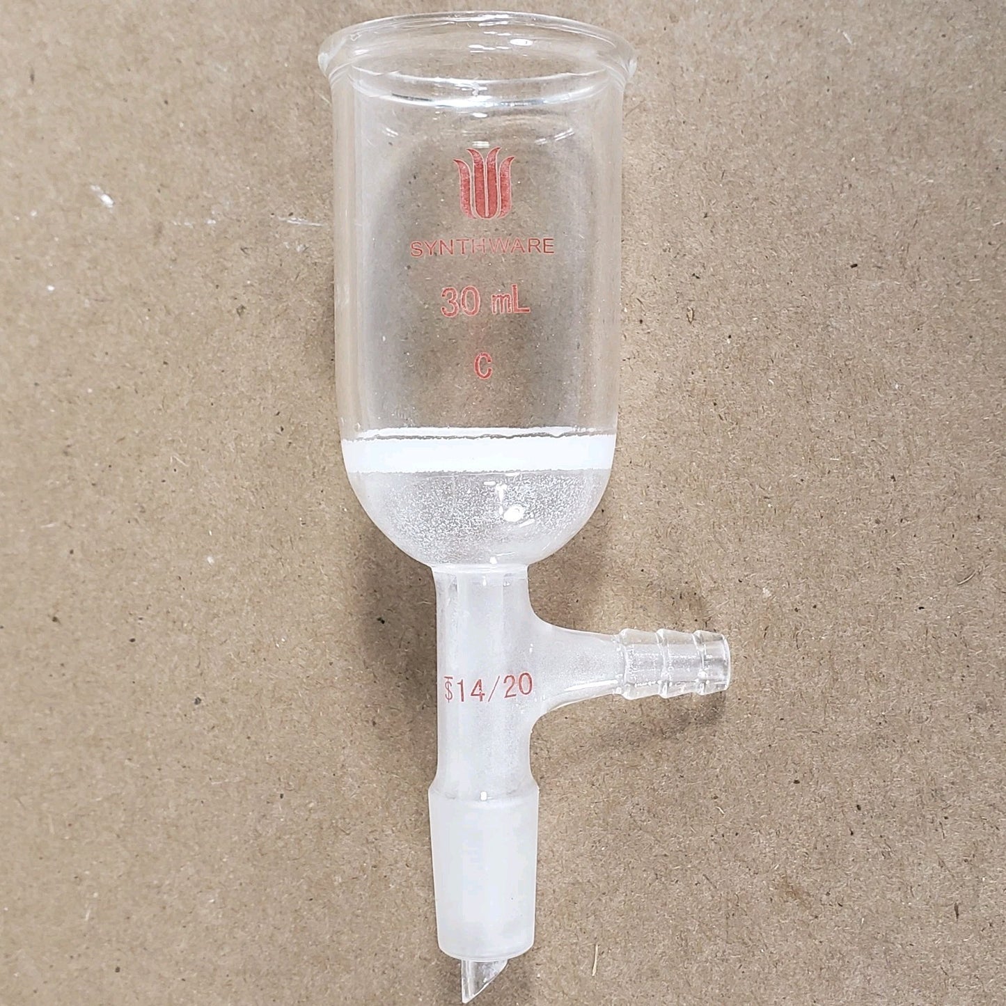 Synthware F363014C Glass Buchner funnel 30mL Coarse Frit Disc 14/20 S/N Joint